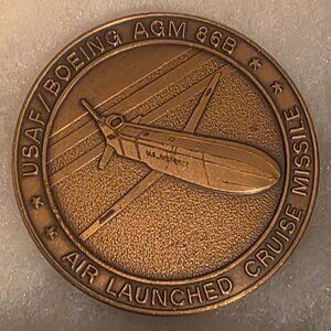 Vintage Metal Belt Buckle, Nice Brass, Air Launch Cruise Missile, USAF, Boeing